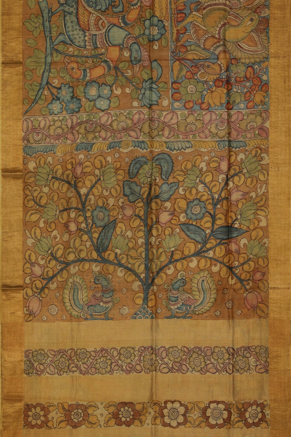 Image of Kalamkari Hand-Painted Saree
